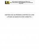 SYNTHÈSE DES SIX PREMIERS CHAPITRES DU LIVRE « ÉTUDES DE MARCHÉ DE ÉRIC VERNETTE »