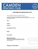 Adult Beginners Membership Form