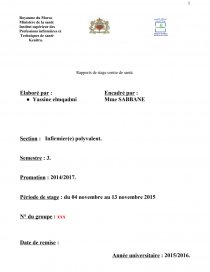 Rapport De Stage Centre De Sante Rapport De Stage Yassine Elm