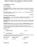 Procès verbal de cession et conciliation