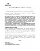 Communiqué de presse de l'imprimerie Rochelaise