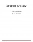 Rapport de stage de 3ème en école maternelle