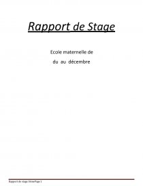 Rapport De Stage De 3eme En Ecole Maternelle Rapport De Stage Adavid Schudy