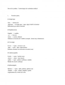 Devoir De Synthese Terminologie Du Vocabulaire Medical Synthese Angie Gontier Bigler