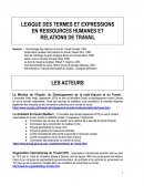 LEXIQUE DES TERMES ET EXPRESSIONS EN RESSOURCES HUMANES ET RELATIONS DE TRAVAIL