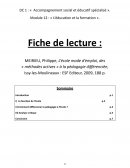 Fiche de lecture la pédagogie différenciée Philippe MEIRIEU