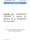 Économétrie : Régression linéaire à partir du modèle de la formation des salariés