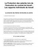 La protection des libertés individuelles du salariés / contrat de travail