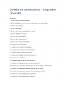 Contrôle de connaissances – Géographie